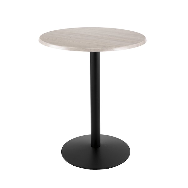 42" Tall OD214 Black Table Base 22" Diameter 30" Diameter White Ash Top by the HollBar Stool Co.